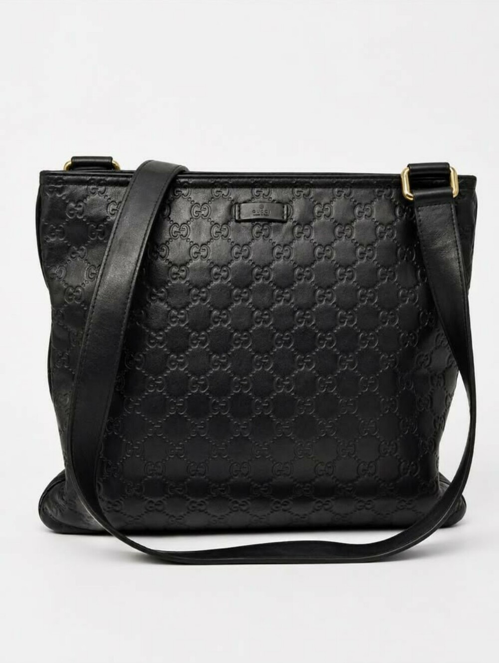 Authentic Gucci GG Guccissima Black Leather Crossbody/ Shoulder Bag